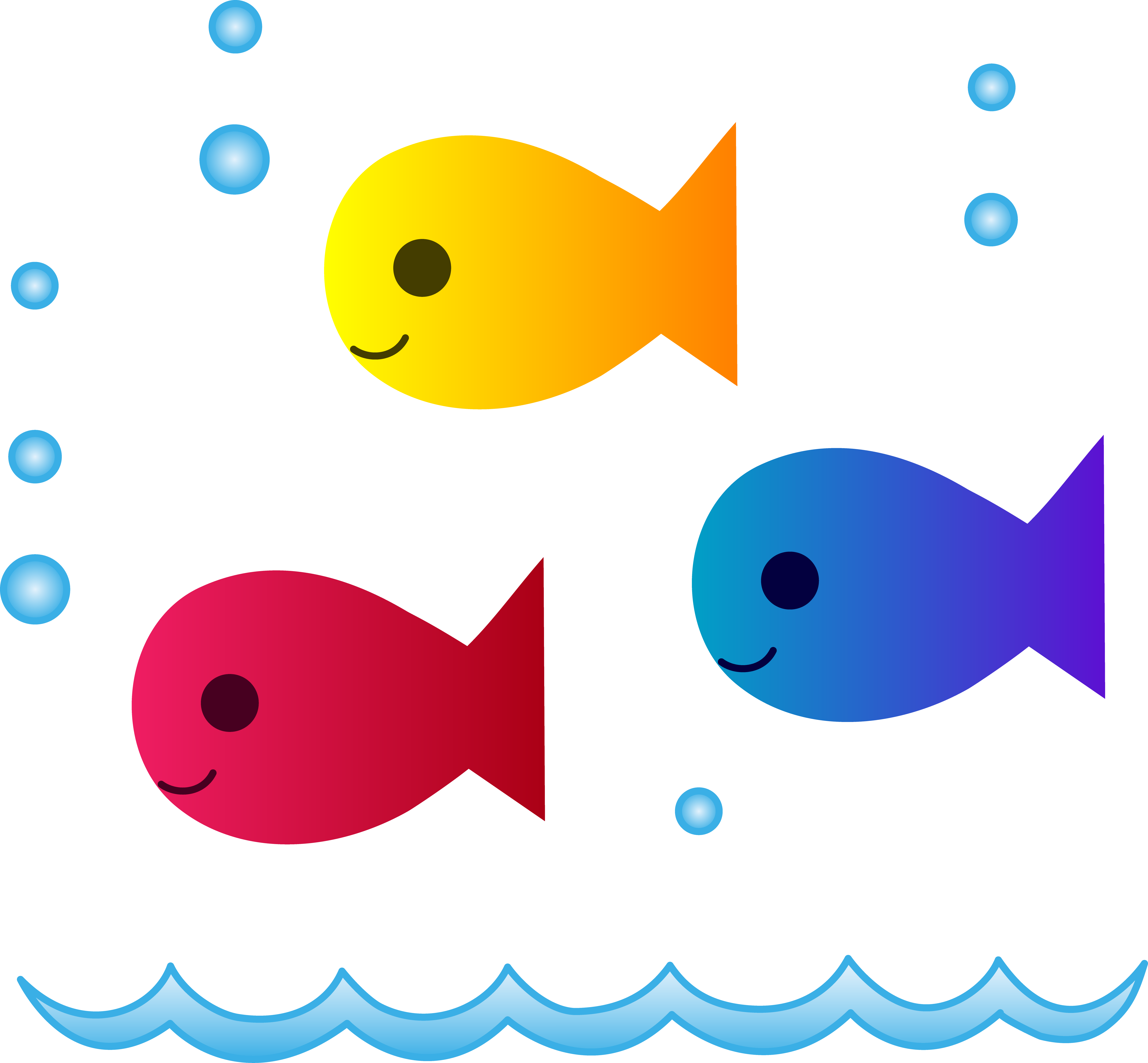Cute School Of Fish Swimming Free Clip Art_sweetclipart